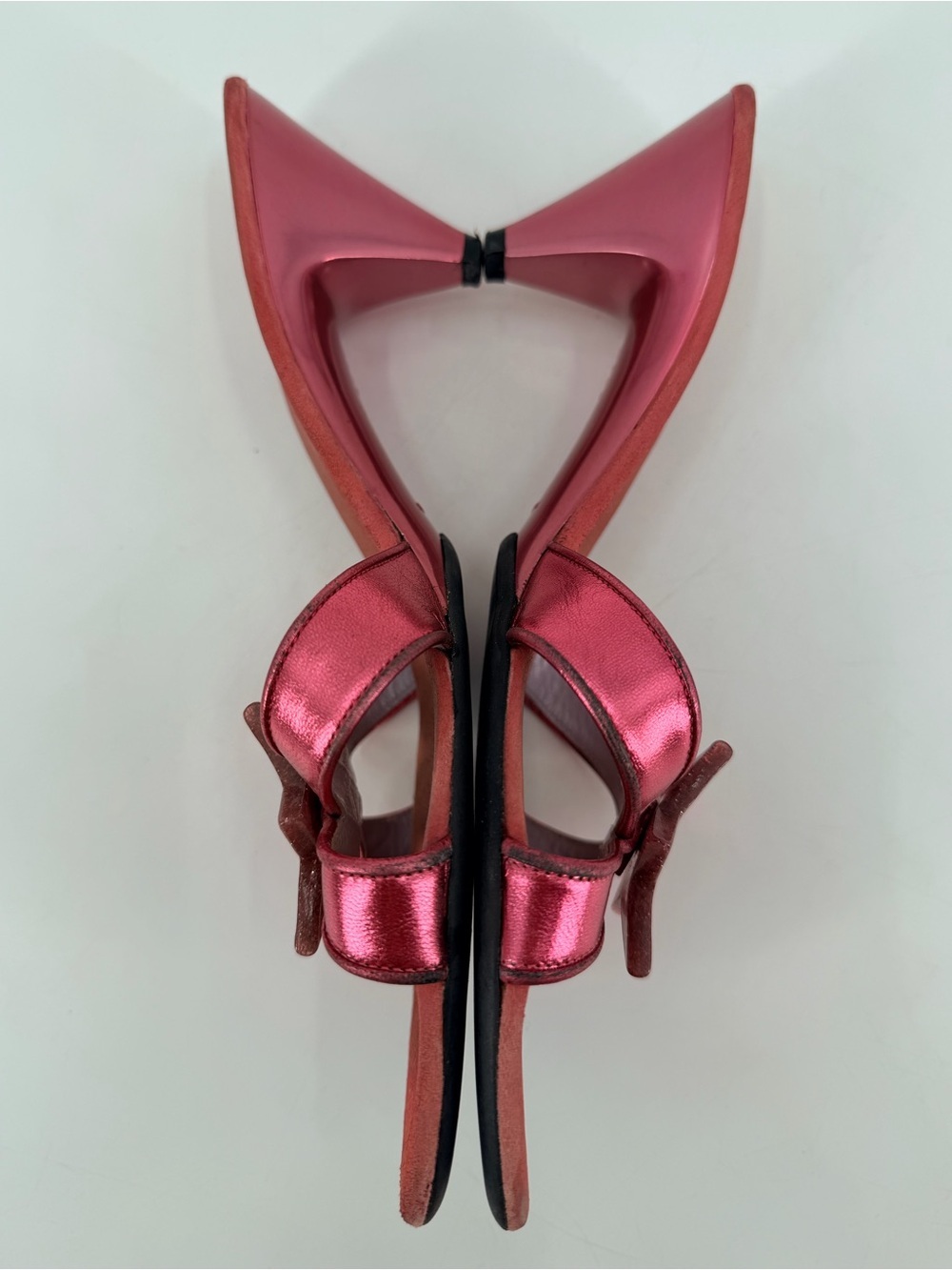 Vintage Y2K Marc Jacobs 2005 Pink Barbie Star Metallic Kitten Heel Sandals 9 - Picture 3 of 9